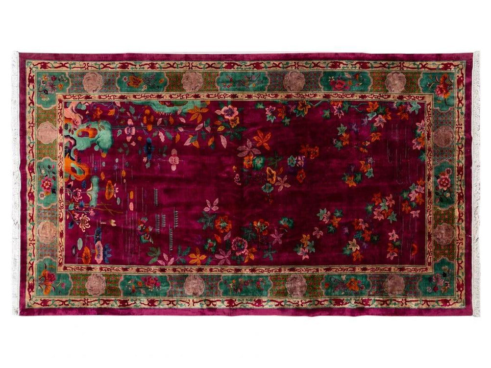 Antique Art Deco Chinese Rug 11 X 19