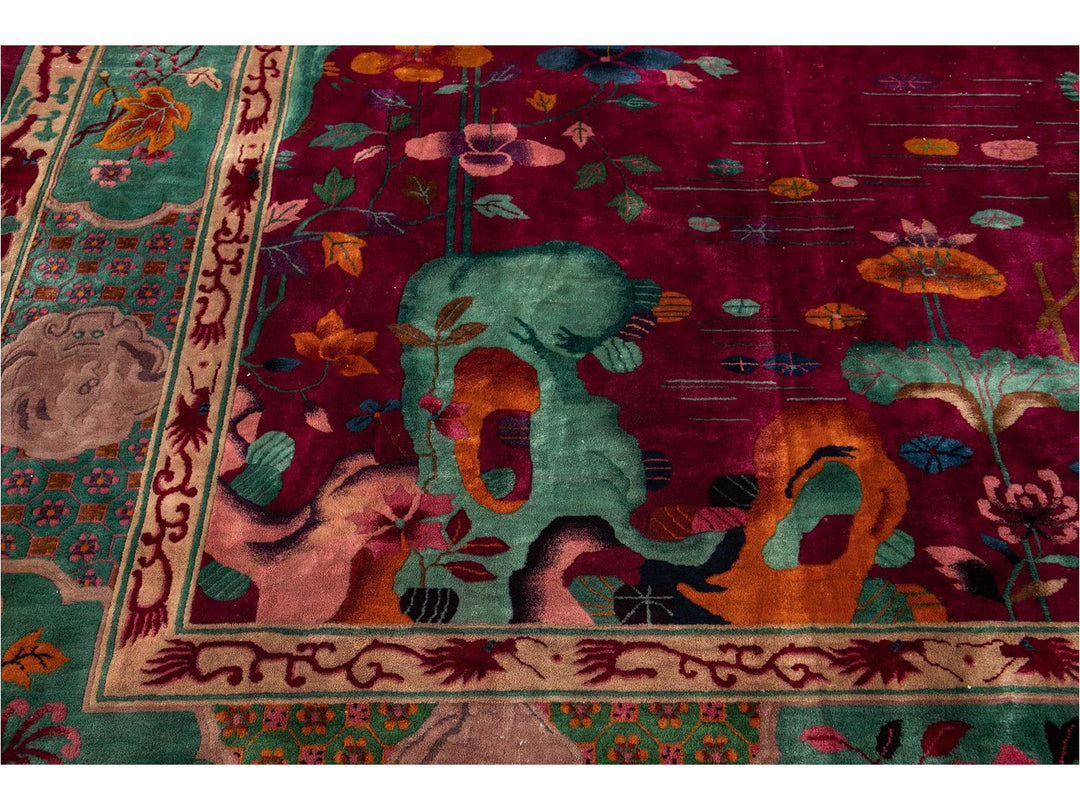 Antique Art Deco Chinese Rug 11 X 19
