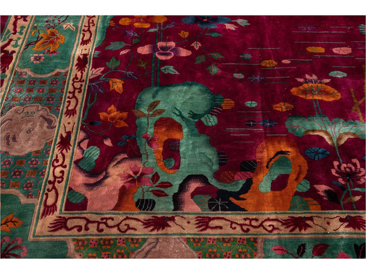 Antique Art Deco Chinese Rug 11 X 19