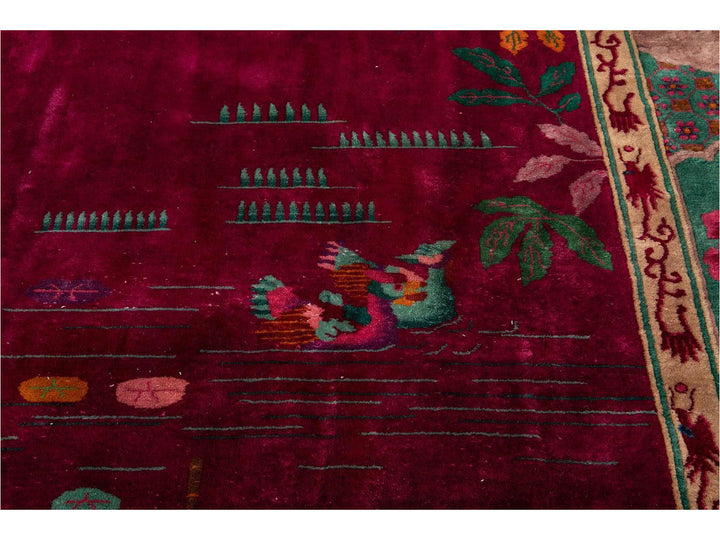Antique Art Deco Chinese Rug 11 X 19