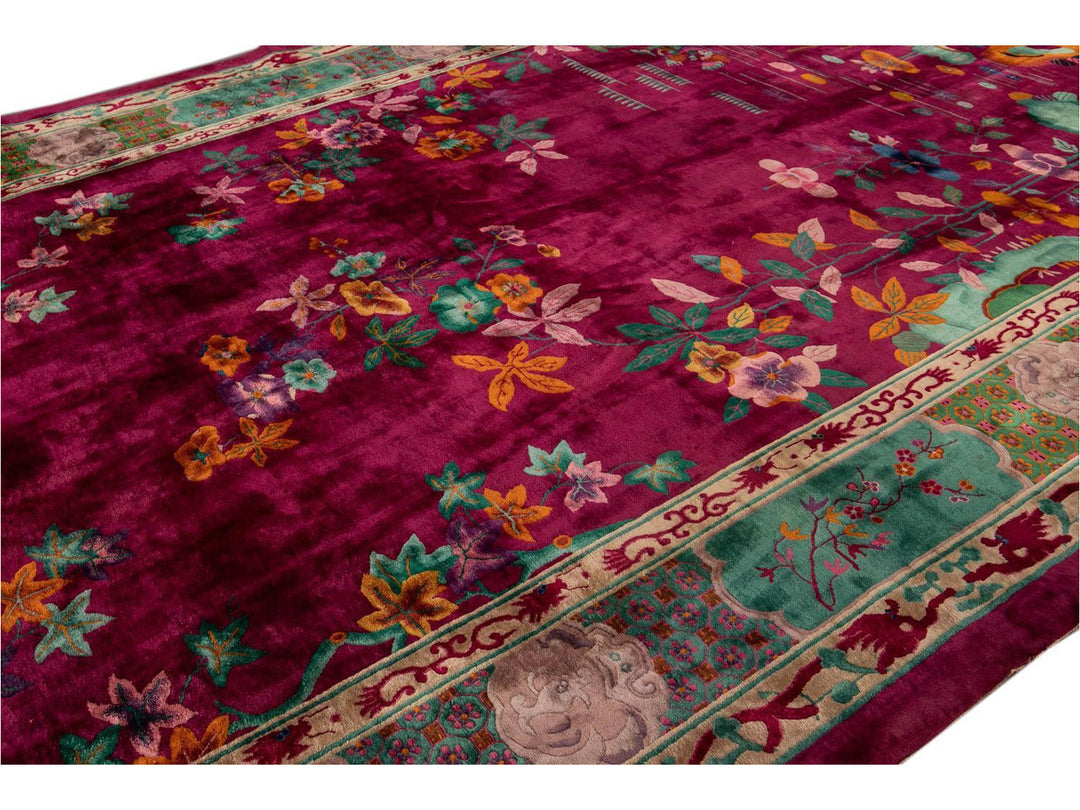 Antique Art Deco Chinese Rug 11 X 19