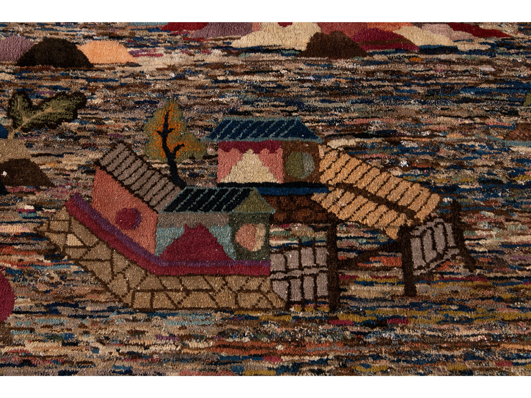 Vintage Deco Chinese Wool Rug 6 X 9