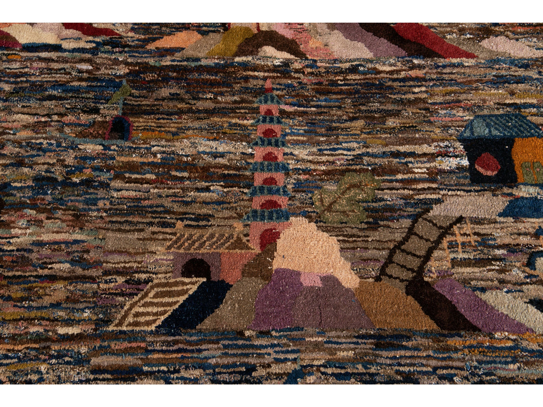 Vintage Deco Chinese Wool Rug 6 X 9