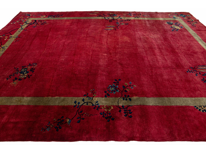 Antique Art Deco Chinese Wool Rug 11 X 14