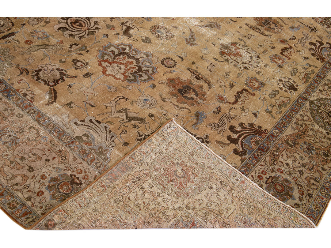 Antique Tabriz Wool Rug 11 X 15