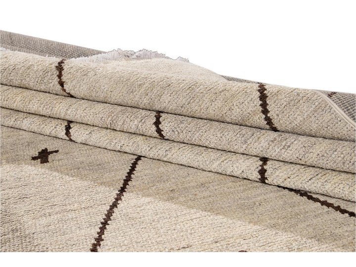 Modern Berber Moroccan-Style Wool Rug 12 X 18