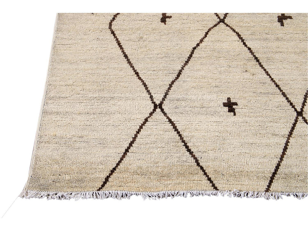 Modern Berber Moroccan-Style Wool Rug 12 X 18