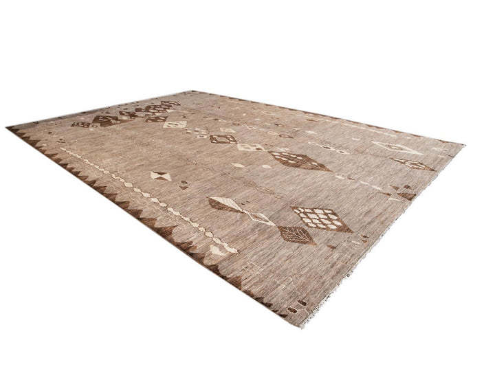 Modern Moroccan-Style Tribal Wool Rug 12 X 18