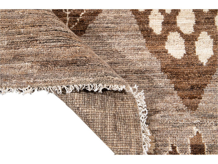 Modern Moroccan-Style Tribal Wool Rug 12 X 18