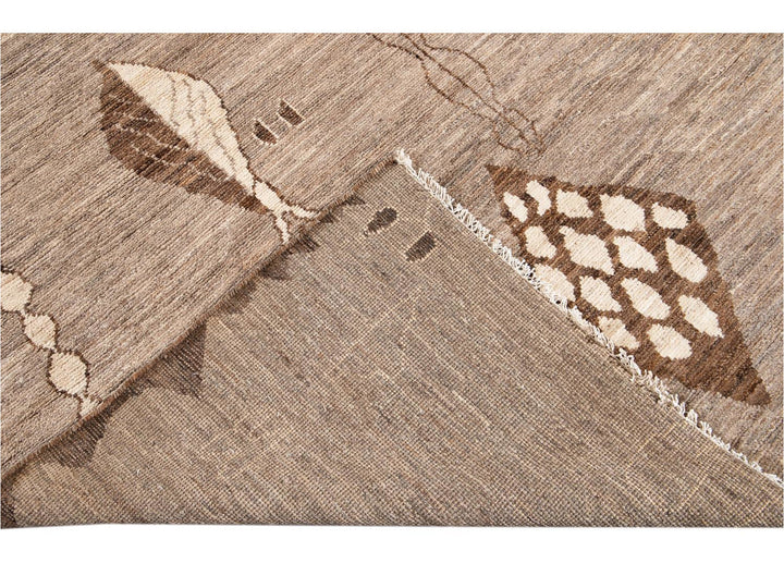 Modern Moroccan-Style Tribal Wool Rug 12 X 18