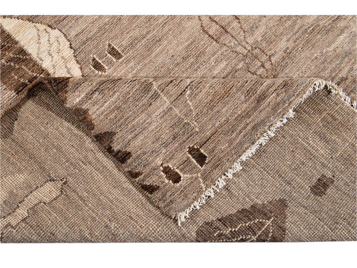 Modern Moroccan-Style Tribal Wool Rug 12 X 18