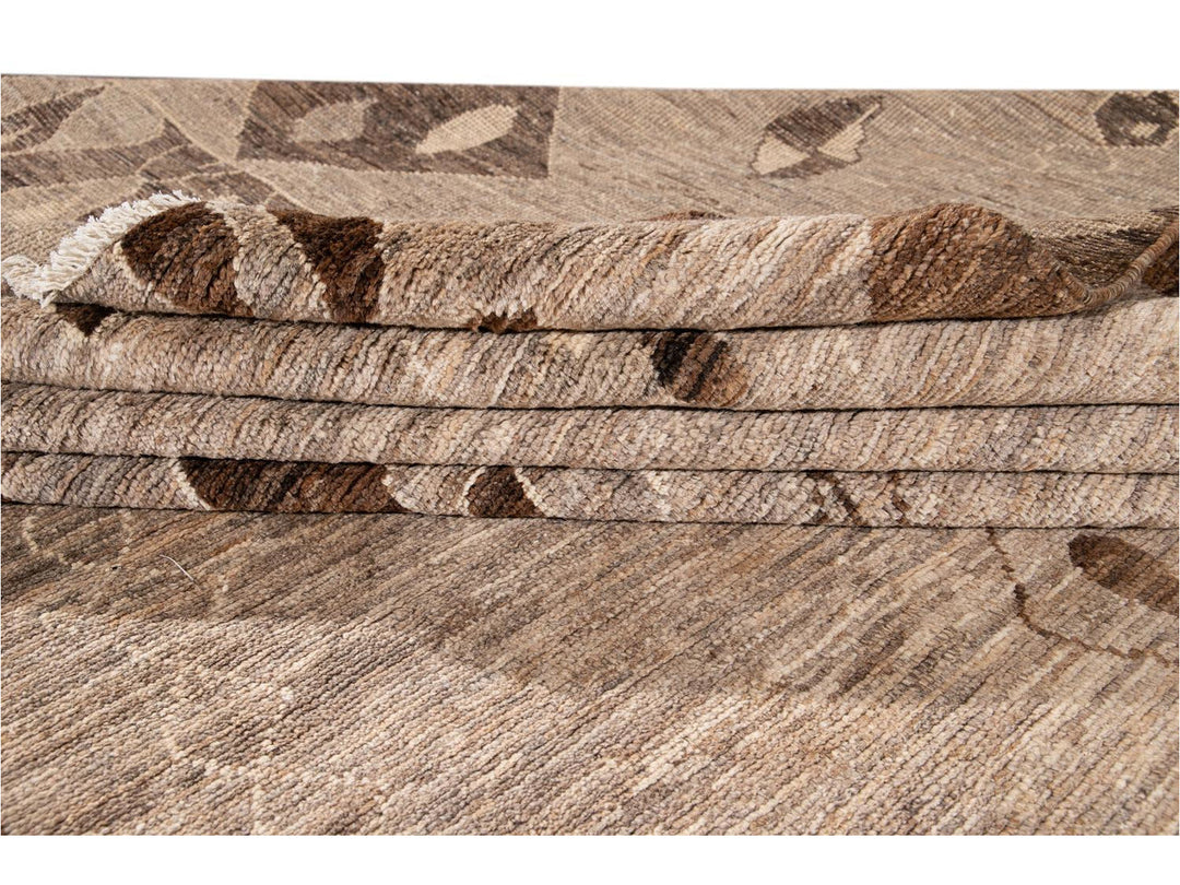 Modern Moroccan-Style Tribal Wool Rug 12 X 18