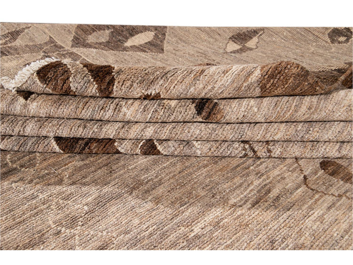 Modern Moroccan-Style Tribal Wool Rug 12 X 18