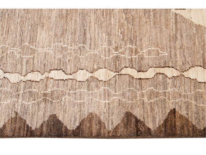 Modern Moroccan-Style Tribal Wool Rug 12 X 18