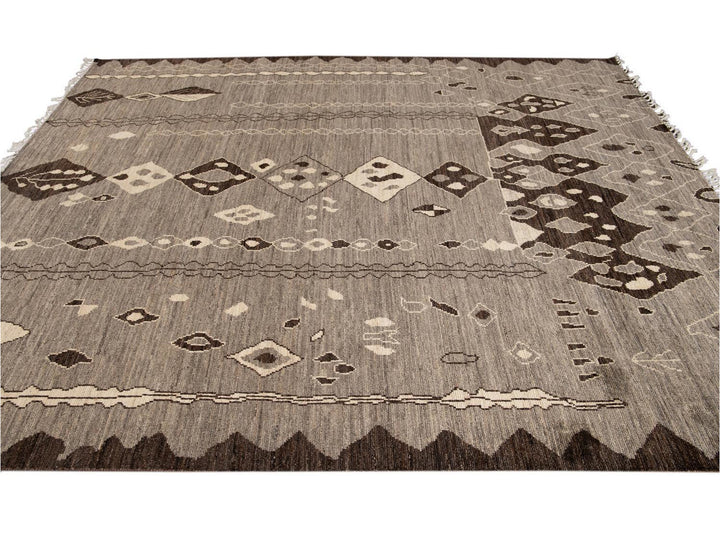 Modern Moroccan-Style Tribal Room size Wool Rug 8 X 10