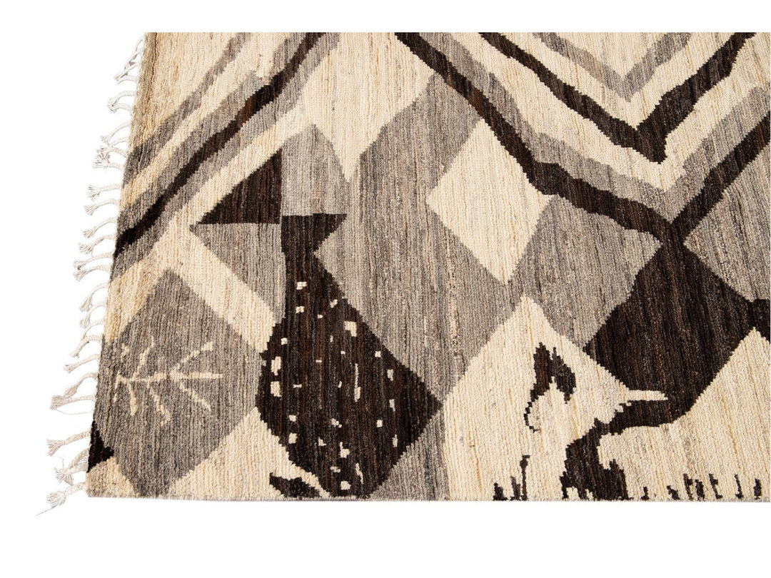 Modern Moroccan-Style Tribal Room size Wool Rug  8 X 10