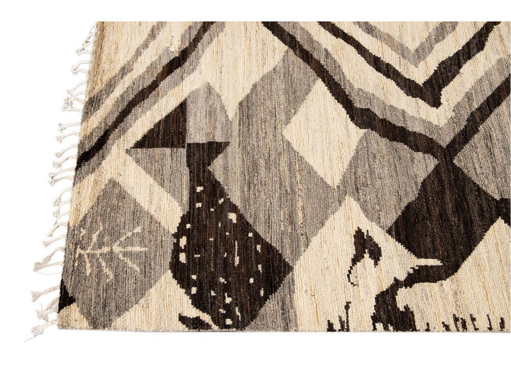 Modern Moroccan-Style Tribal Room size Wool Rug  8 X 10