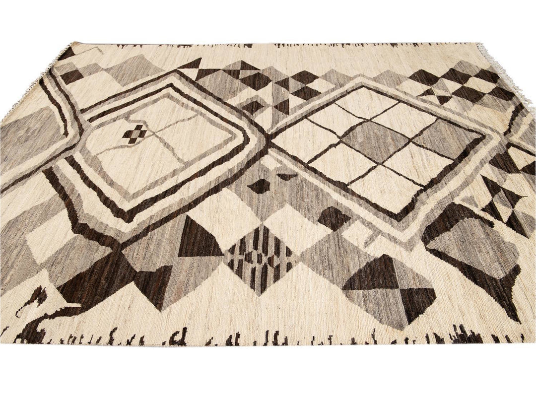 Modern Moroccan-Style Tribal Room size Wool Rug  8 X 10