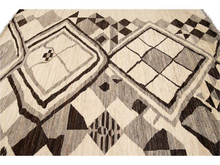 Modern Moroccan-Style Tribal Room size Wool Rug  8 X 10