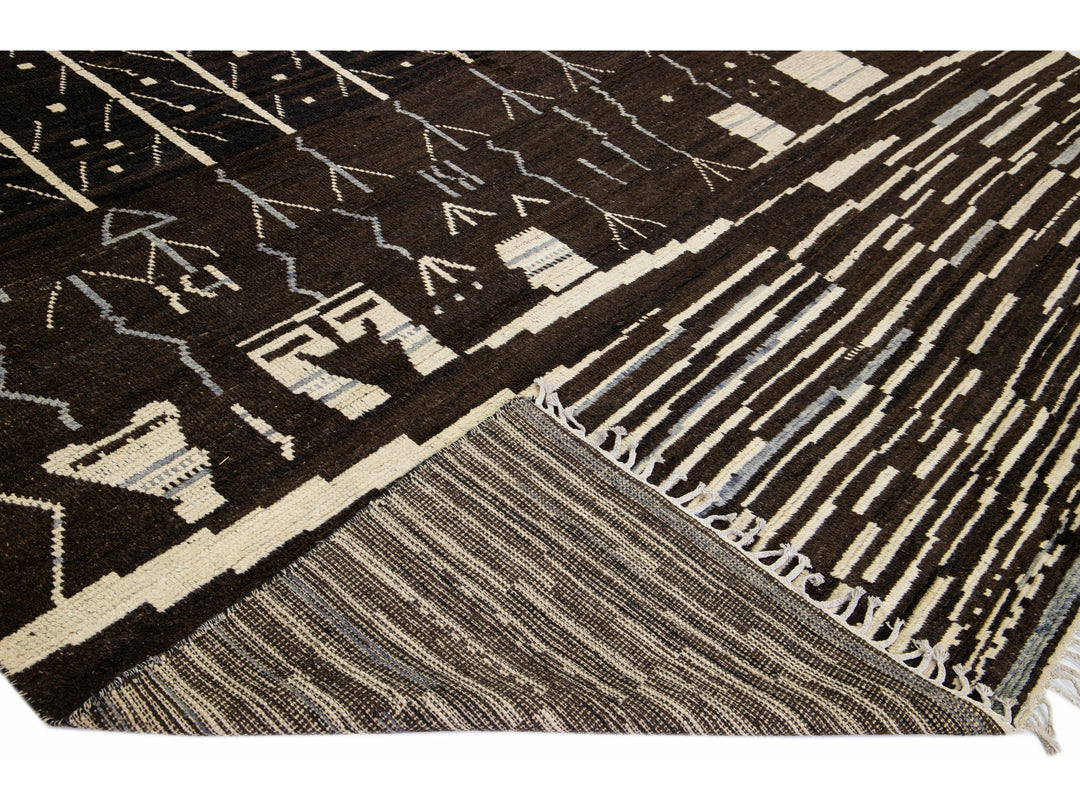 Modern Moroccan Tribal Wool Rug 12 X 18