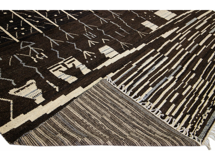 Modern Moroccan Tribal Wool Rug 12 X 18