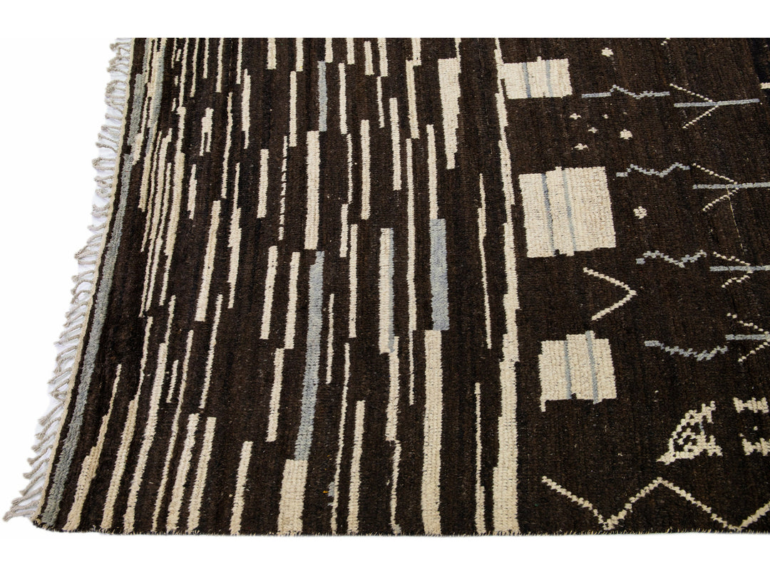 Modern Moroccan Tribal Wool Rug 12 X 18