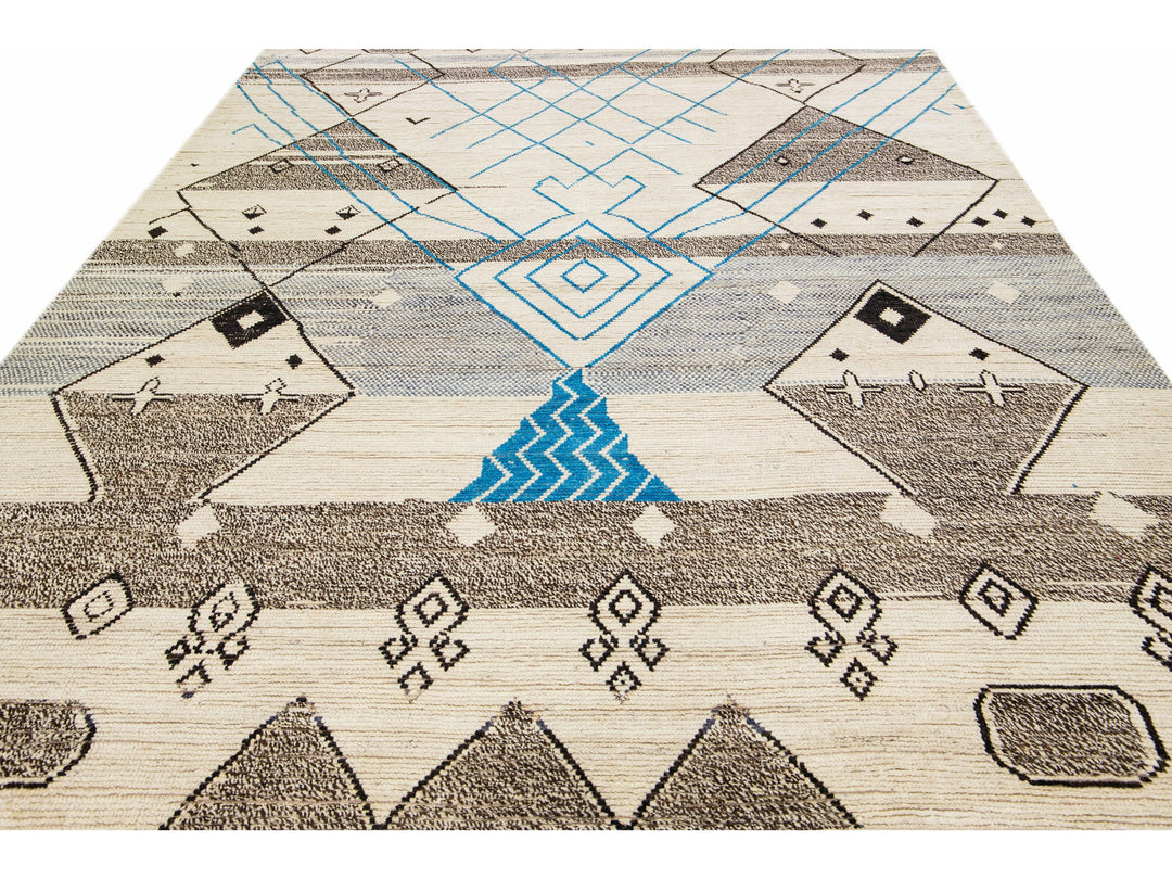 Modern Moroccan Boho Wool Rug 10 X 14