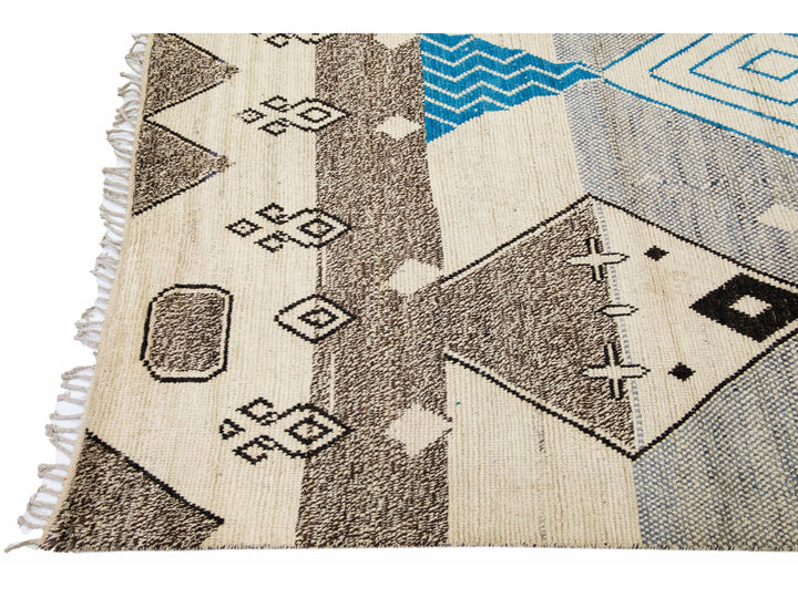 Modern Moroccan Boho Wool Rug 10 X 14