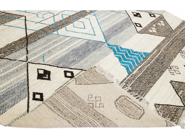 Modern Moroccan Boho Wool Rug 10 X 14