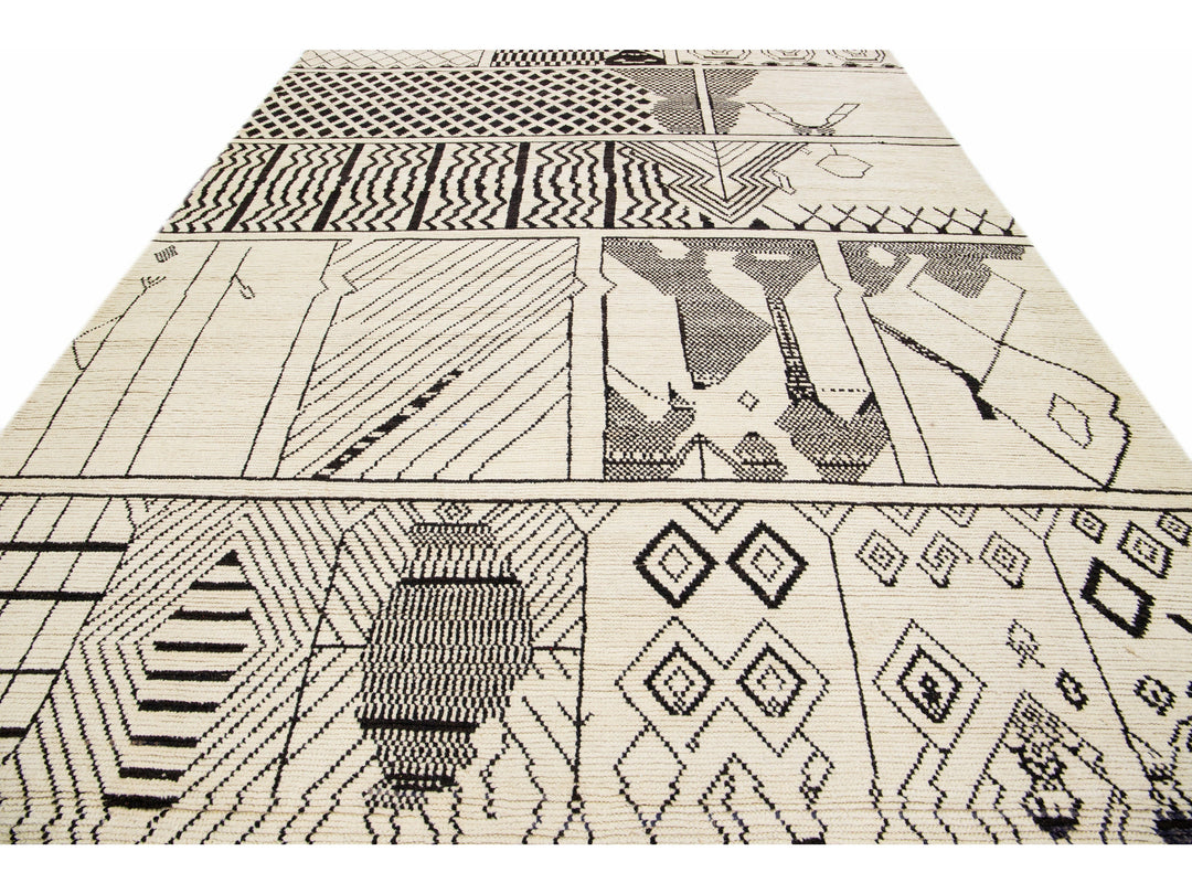 Modern Moroccan Boho Wool Rug 10 X 14