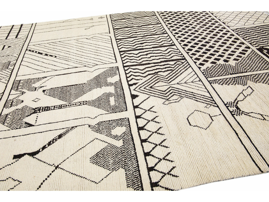 Modern Moroccan Boho Wool Rug 10 X 14