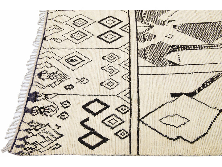 Modern Moroccan Boho Wool Rug 10 X 14