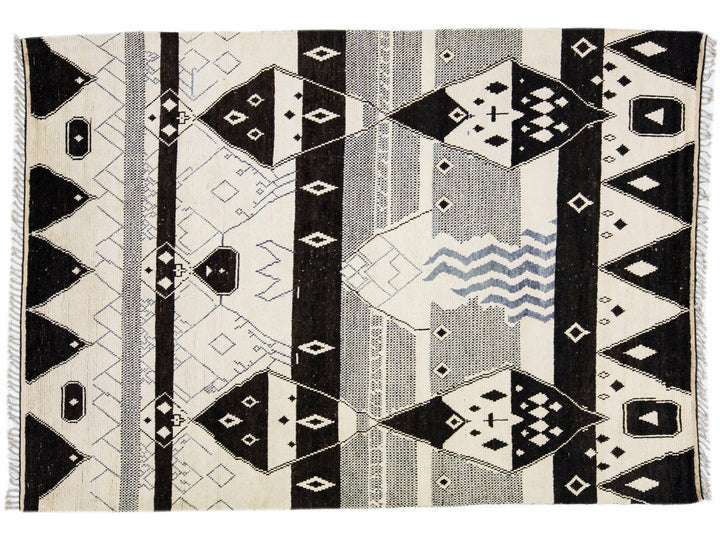 Modern Moroccan Tribal Wool Rug 9 X 13