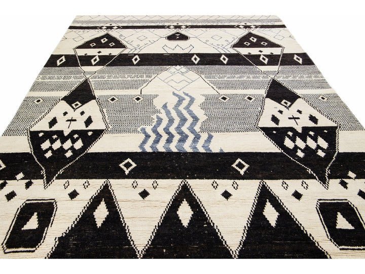 Modern Moroccan Tribal Wool Rug 9 X 13