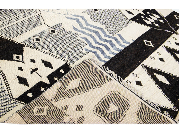 Modern Moroccan Tribal Wool Rug 9 X 13