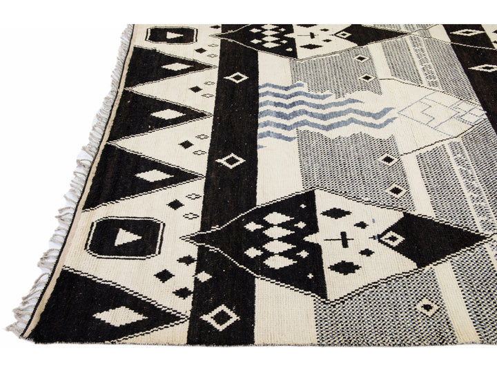 Modern Moroccan Tribal Wool Rug 9 X 13
