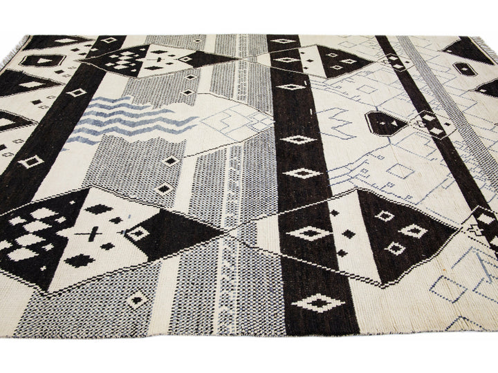Modern Moroccan Tribal Wool Rug 9 X 13