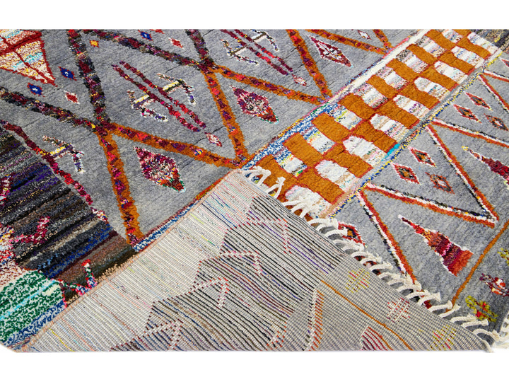 Modern Moroccan Tribal Wool Rug 9 X 12