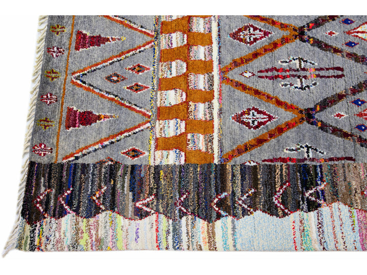 Modern Moroccan Tribal Wool Rug 9 X 12