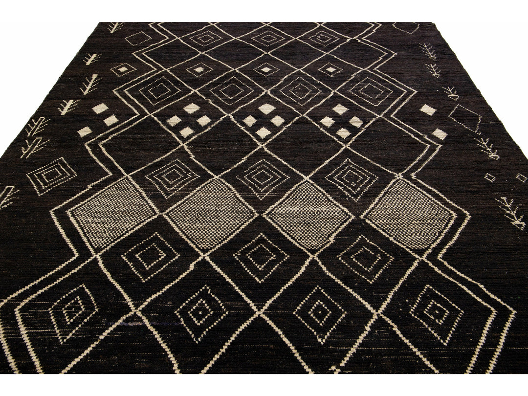 Modern Moroccan Tribal Wool Rug 9 X 12