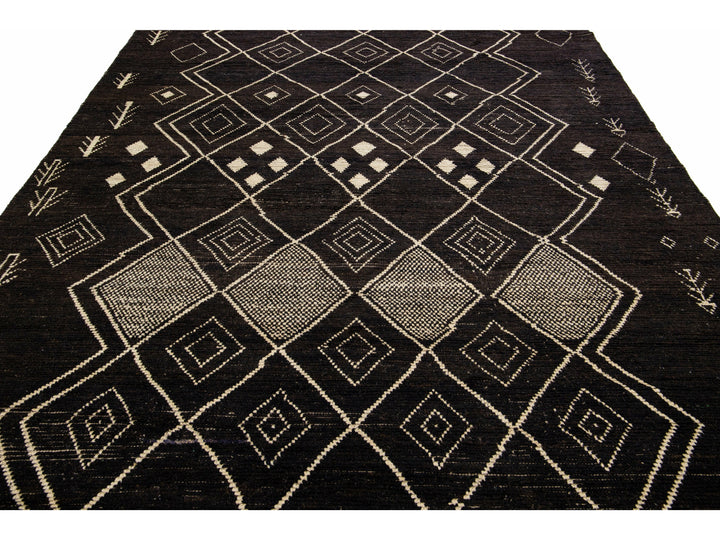 Modern Moroccan Tribal Wool Rug 9 X 12