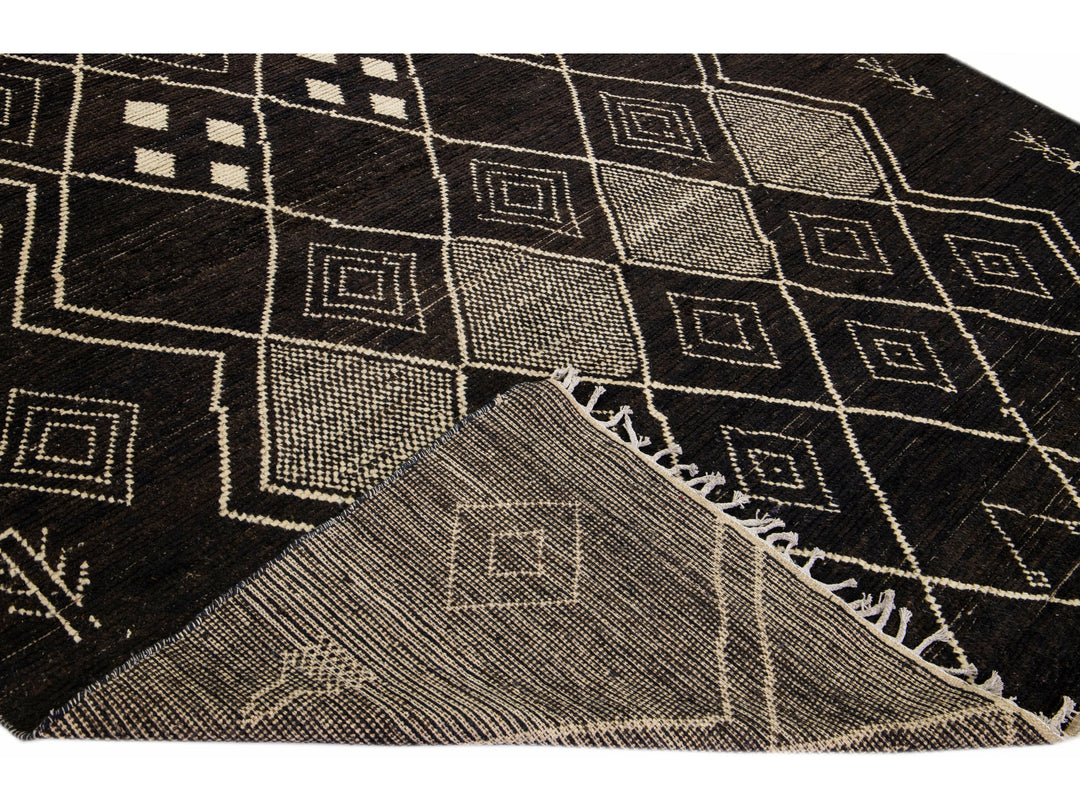 Modern Moroccan Tribal Wool Rug 9 X 12