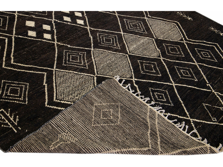 Modern Moroccan Tribal Wool Rug 9 X 12