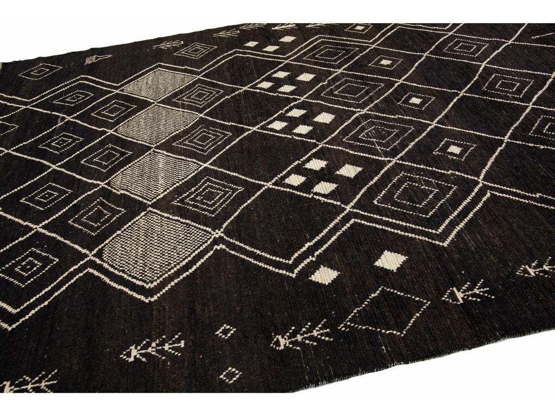 Modern Moroccan Tribal Wool Rug 9 X 12