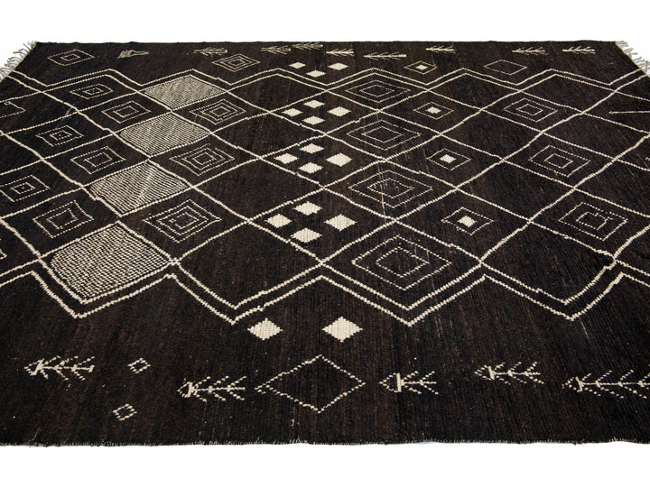 Modern Moroccan Tribal Wool Rug 9 X 12