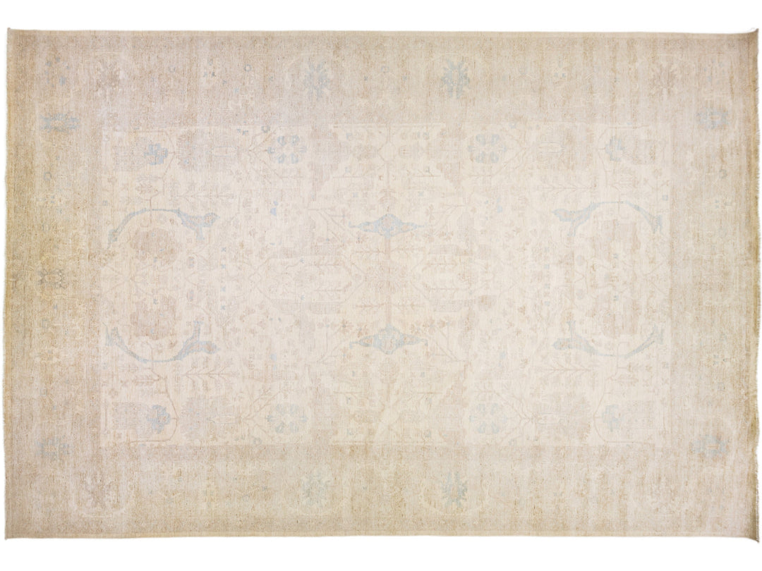 Modern Oushak Wool Rug 13 X 19