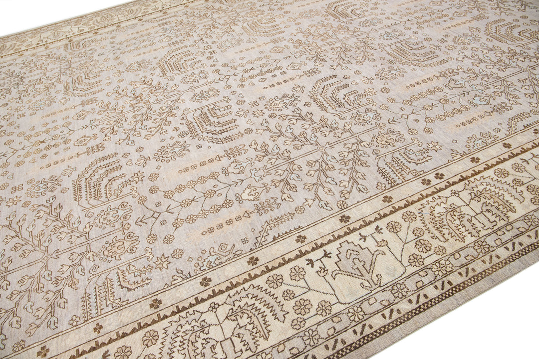 Modern Turkish Oushak Wool Rug 12 X 20