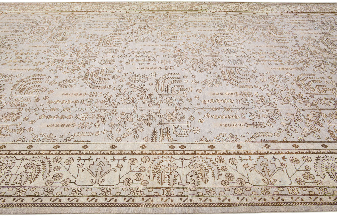 Modern Turkish Oushak Wool Rug 12 X 20