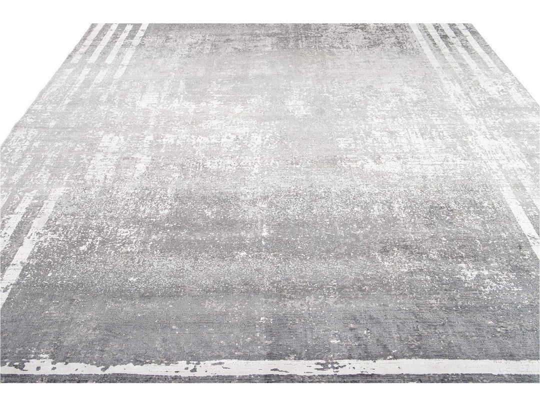 Contemporary Wool and Silk Rug 10 X 13