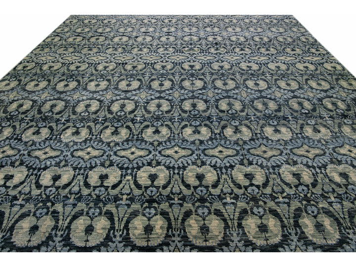 Modern Ikat Wool Rug 12 X 15